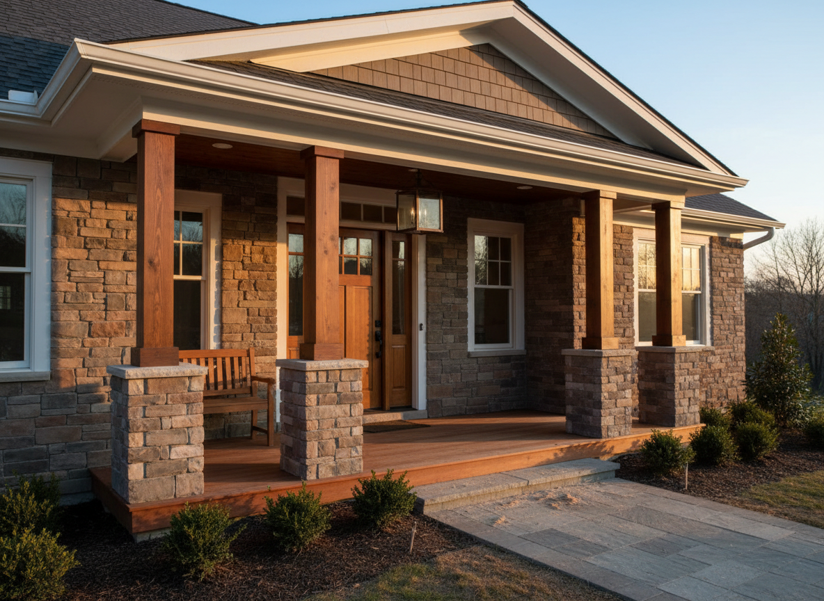Craftsman-style covered porch and entryway